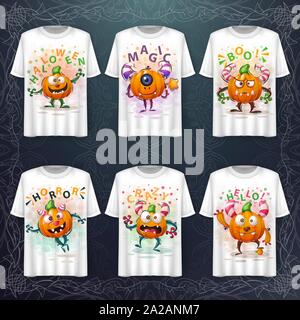 Set pumpkin monster - mockup for your idea Stock Vector