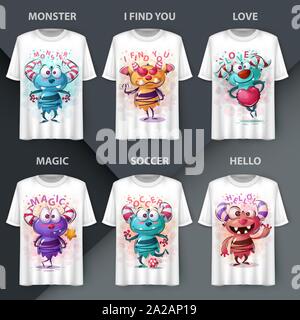 Cartoon monster - cute set character Stock Vector