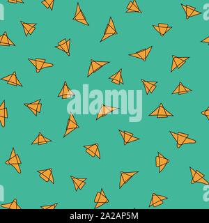 seamless vector pattern with yellow paper planes on a bright background Stock Vector