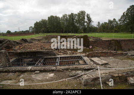 Remains of gas chamber at Auschwitz-Birkenau, former German Nazi concentration and extermination camp, Oswiecim, Poland. Stock Photo