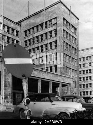 The south facade and the main entrance of the IG Farben Building in Frankfurt am Main. After the war it was the seat of the Allied Headquarters. Stock Photo