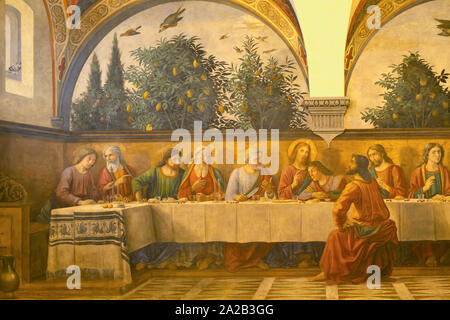 Last Supper, detail, fresco, Domenico Ghirlandaio, 1480, refectory, Convent of the Ognissanti,  Florence, Tuscany, Italy, Europe Stock Photo