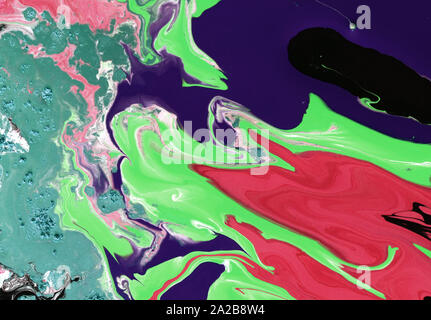 Pink purple and yellow color mix marble texture design, fluid art painting, contemporary art Stock Photo