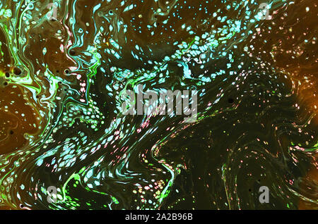 Abstract intricate glossy fractal texture , Metallic multicolored texture , Holographic iridescent surface wrinkled foil pastel. Stock Photo