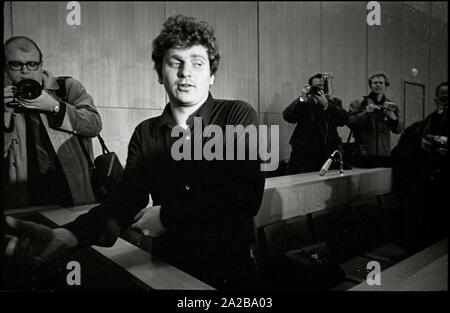Germany. Frankfurt. 24. January 1969. Student leader and later French-German Politician Daniel Cohn-Bendit during a court hearing for his disruption of the peace-price ceremony at the Pauls Kirche last year. He gets sentenced for 6 month with parole.  Copyright Notice: Max Scheler/SZ Photo. Stock Photo