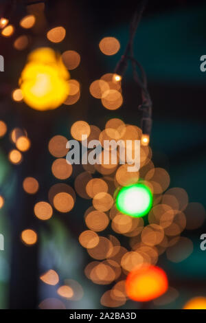 Multicolor background lights in town Stock Photo