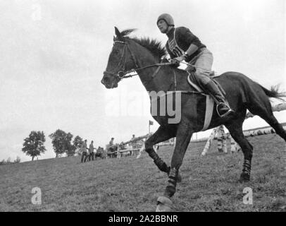 Competition in eventing, also known as military riding. The picture shows perhaps the European Eventing Championships 1971 at Burghley House in England. Stock Photo