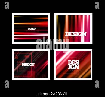 Color background lines in motion on a dark background. Trend Mesh Abstraction. Vector set illustraion can be used for prints, flyers, banners,