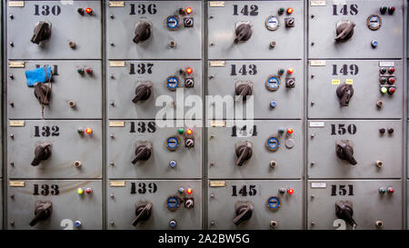 From inside the control room of the SASK Power Plant. The Canadian Sask Power Plant Boundary Dam claims to be the worlds first coal power plant with viable carbon capture and storage incorporated. Stock Photo