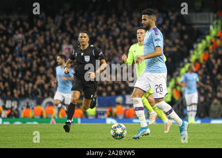 Riyad Mahrez (Manchester City) during the UEFA Champions League group match between Manchester City and Dinamo Zagreb at the Etihad Stadium, Manchester, England on 1 October 2019. Photo by James  Gill. Stock Photo