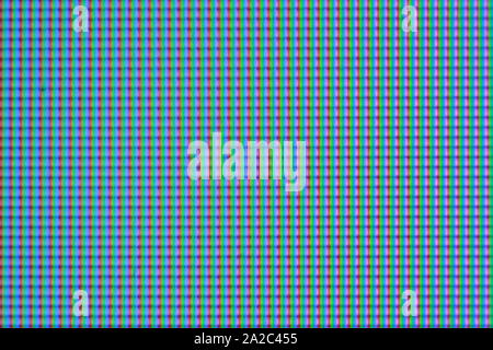 LCD laptop display pixels matrix with RGB colors detail in a macro picture. Stock Photo