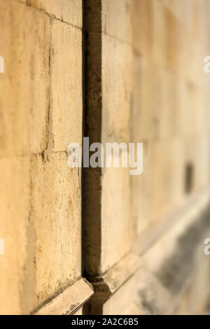 Large yellow stone wall in Cotswold stone Stock Photo