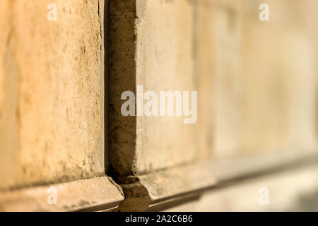 Large yellow stone wall in Cotswold stone Stock Photo