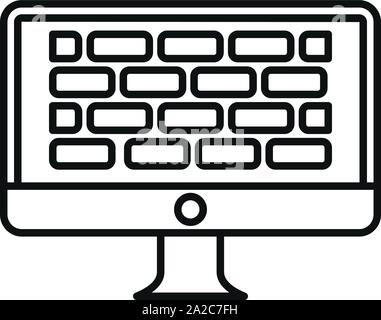 Firewall monitor icon. Outline firewall monitor vector icon for web design isolated on white background Stock Vector