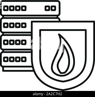 Server shield firewall icon. Outline server shield firewall vector icon for web design isolated on white background Stock Vector