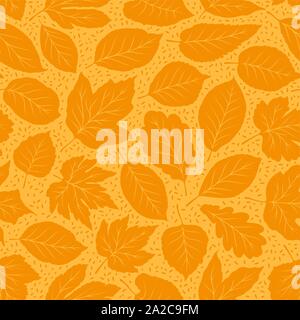 Autumn seamless background. Leaf fall pattern. Vector illustration Stock Vector