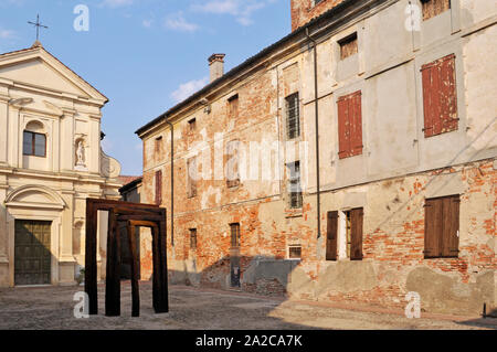 artwork in front of San Rocco church and Pinacoteca (Art Gallery), Sabbioneta, Mantua province, Lombardy, Italy Stock Photo