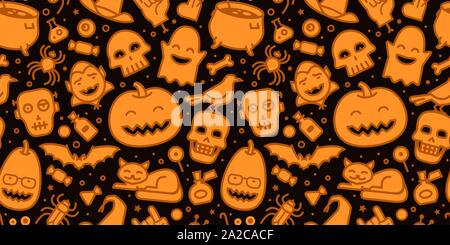 Halloween party seamless background. Pattern vector illustration Stock Vector