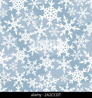 Seamless pattern with carved snowflakes. Flat vector winter background. Stock Vector