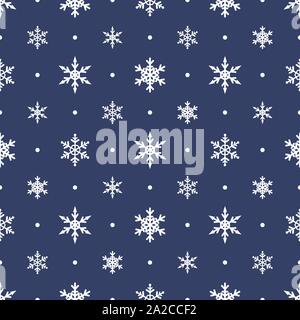 Seamless pattern with carved snowflakes. Flat vector winter background. Stock Vector