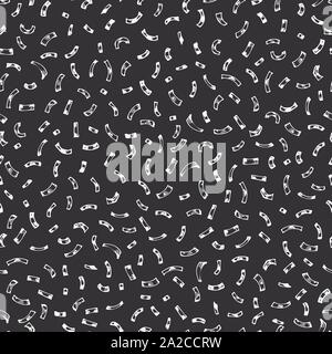 Carnival Seamless Confetti Cute pattern on black chalckboard for decoration holiday festive Vintage design Abstract repeat background. Grunge texture. Stock Vector