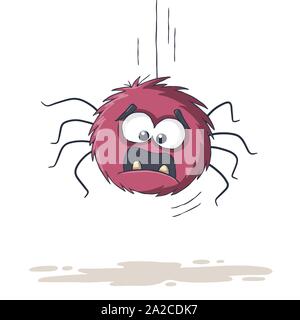 Funny cartoon spider. Hand drawn vector illustration with separate layers. Stock Vector