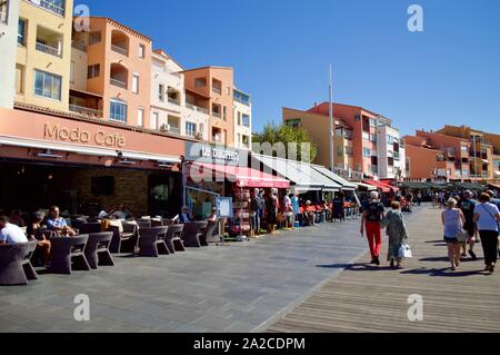 Restaurants and cafes in Cap d'Agde, France Stock Photo