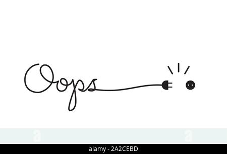 Handwritten lettering with text oops - 404 error. Oops word Stock Vector