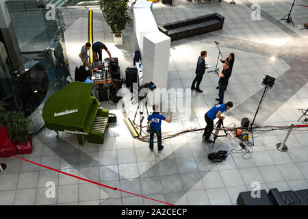 Chelyabinsk Region, Russia - August 2019. Cameramen with their equipment at shooting. Stock Photo