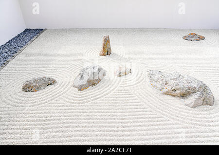 Zen, meditation garden, Nikka Yuko Japanese Garden, Lethbridge, Alberta, Canada Stock Photo