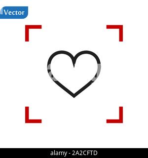 Black Line Heart icon in a red viewfinder isolated on white background. Conceptual vector illustration, easy to edit. eps10 Stock Vector