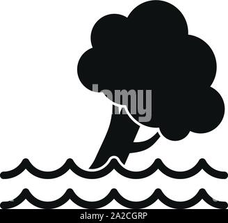 Tree under flood icon. Simple illustration of tree under flood vector icon for web design isolated on white background Stock Vector