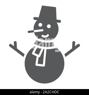 Snowman glyph icon, christmas and winter, snow sign, vector graphics, a solid pattern on a white background. Stock Vector