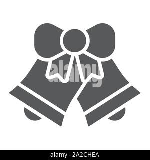 Christmas bell glyph icon, xmas and design, handbell sign, vector graphics, a solid pattern on a white background, Stock Vector