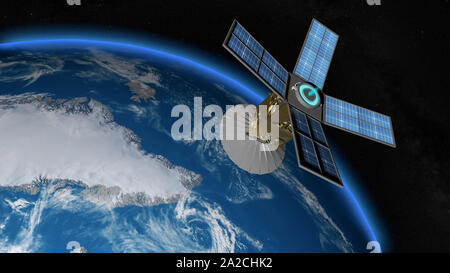 Micro satellite in orbit Stock Photo