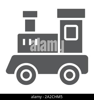 Train toy glyph icon, child and railroad, locomotive sign, vector graphics, a solid pattern on a white background Stock Vector