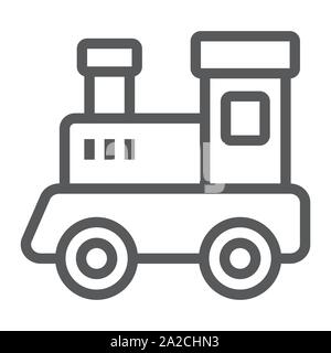 Train toy line icon, child and railroad, locomotive sign, vector graphics, a linear pattern on a white background Stock Vector