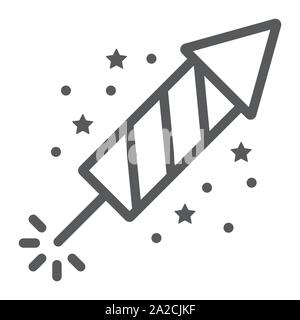 Christmas firework line icon, party and new year, firecracker sign, vector graphics, a linear pattern on a white background. Stock Vector