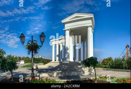 Odessa, Ukraine - 09.059.2019. Restored Colonnade at Vorontsov Palace in Odessa, Ukraine, at the sunny summer morning Stock Photo