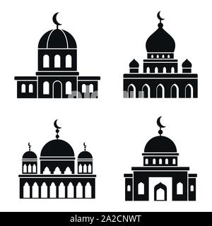 Mosque islam icons set. Simple set of mosque islam vector icons for web design on white background Stock Vector