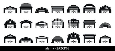 Hangar icons set. Simple set of hangar vector icons for web design on white background Stock Vector