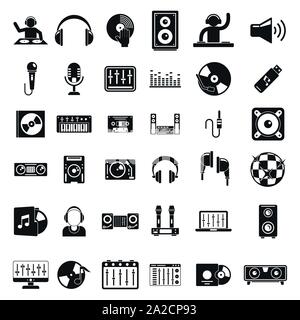 Dj icons set. Simple set of dj vector icons for web design on white background Stock Vector