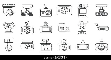 Digital DVR icons set. Outline set of digital DVR vector icons for web design isolated on white background Stock Vector