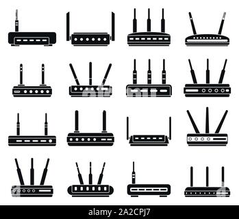Wlan network white icons on edged square buttons in various trendy ...