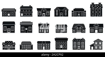 City cottage icons set. Simple set of city cottage vector icons for web design on white background Stock Vector