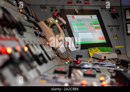 From inside the control room of the SASK Power Plant. The Canadian Sask Power Plant Boundary Dam claims to be the worlds first coal power plant with viable carbon capture and storage incorporated. Stock Photo