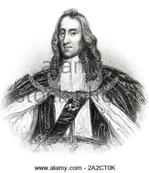 Edward Montagu portrait, 2nd Earl of Manchester, 1602 – 1671, was a commander of Parliamentary forces in the First English Civil War, vintage illustration from 1850 Stock Photo