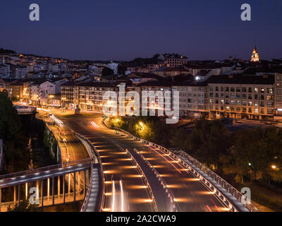 View from Puente del Milenio Bridge ('Millenium Bridge') towards the city center of Ourense, Galicia, Spain Stock Photo