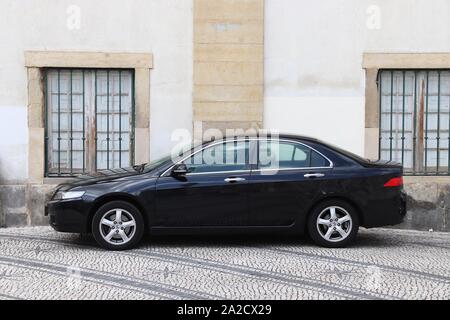 COIMBRA, PORTUGAL - MAY 26, 2018: Honda Accord black sedan car in Portugal. There are more than 5.1 million motor vehicles registered in Portugal. Stock Photo