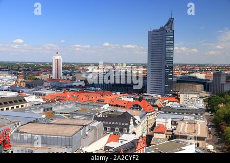 LEIPZIG, GERMANY - MAY 9, 2018: City-Hochhaus skyscraper in Leipzig. The building is owned by Merrill Lynch. Its tenants are MDR and European Energy E Stock Photo